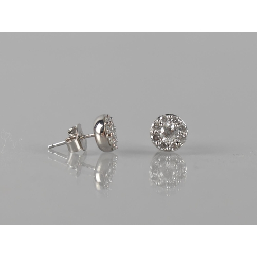 74 - A Pair of 9ct White Gold and Diamond Cluster Earrings, Central Round Brilliant Cut Diamonds Approx 3... 