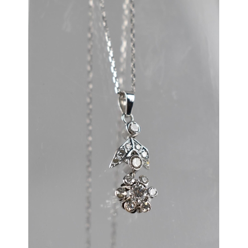 79 - A Very Pretty 14ct White Gold and Diamond Pendant Set with Round Brilliant Cut and Round Cut Diamond... 