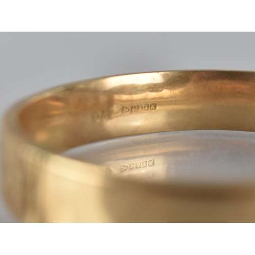 87 - A Vintage 9ct Gold Hinged Bangle, Engraved Scrolling Foliate Decoration to Front Panel, 13.7gms, Int... 