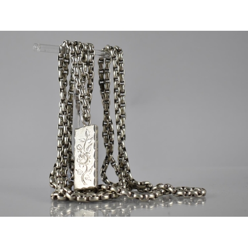 136 - A Victorian White Metal Coloured Watch Chain, with Later Silver Ingot Pendant, Sheffield Hallmark an... 