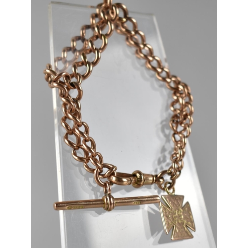 88 - A Late 19th/Early 20th Century 9ct Rose Gold Two Row Graduated Curb Link Watch Chain (Converted to B... 