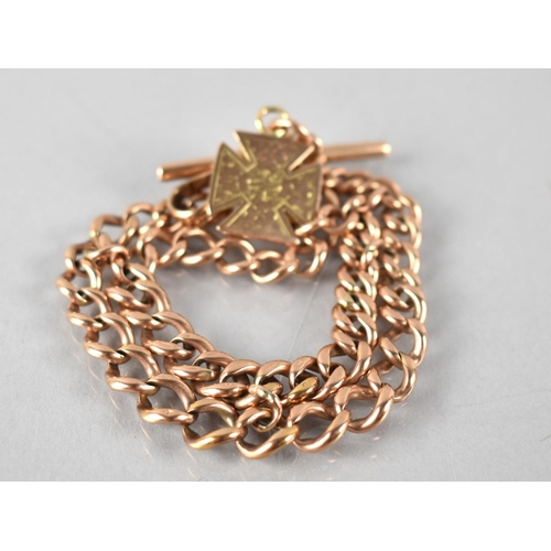 88 - A Late 19th/Early 20th Century 9ct Rose Gold Two Row Graduated Curb Link Watch Chain (Converted to B... 