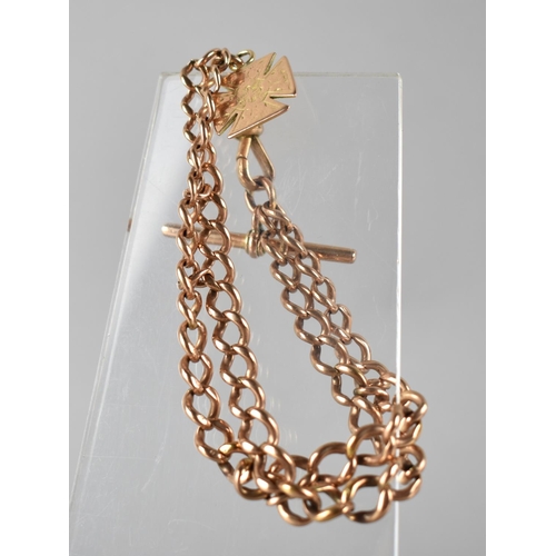 88 - A Late 19th/Early 20th Century 9ct Rose Gold Two Row Graduated Curb Link Watch Chain (Converted to B... 