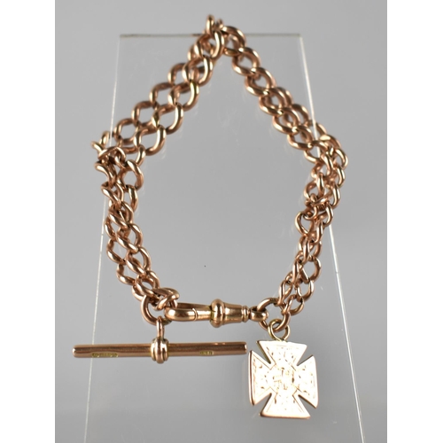 88 - A Late 19th/Early 20th Century 9ct Rose Gold Two Row Graduated Curb Link Watch Chain (Converted to B... 