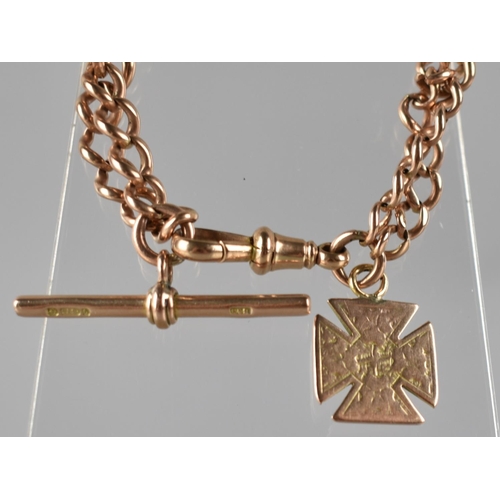 88 - A Late 19th/Early 20th Century 9ct Rose Gold Two Row Graduated Curb Link Watch Chain (Converted to B... 