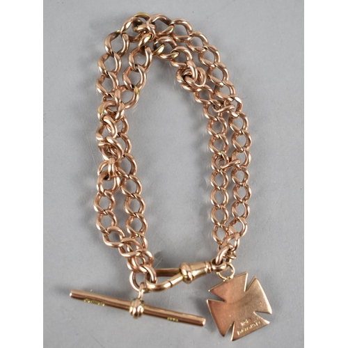 88 - A Late 19th/Early 20th Century 9ct Rose Gold Two Row Graduated Curb Link Watch Chain (Converted to B... 