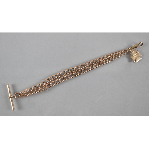 88 - A Late 19th/Early 20th Century 9ct Rose Gold Two Row Graduated Curb Link Watch Chain (Converted to B... 