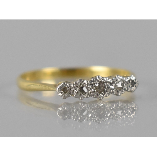 92 - An Antique 18ct Gold and Platinum Five Stone Diamond Ring, Central Round Cut Diamond Measuring Appro... 