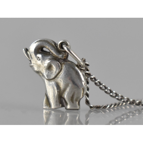 143 - Georg Jensen: Elephant Pendant/Charm with Trunk in Salute, Signed to Back, 22mm Drop including Bale ... 