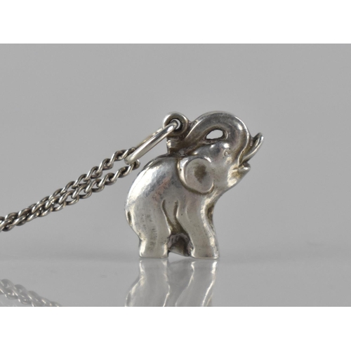 143 - Georg Jensen: Elephant Pendant/Charm with Trunk in Salute, Signed to Back, 22mm Drop including Bale ... 