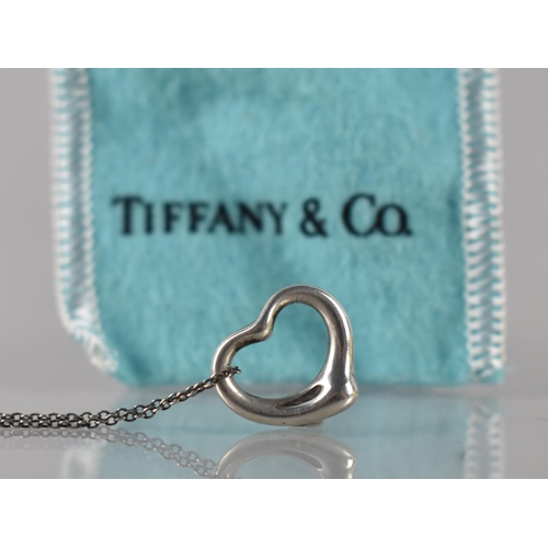 145 - Tiffany and Co: Elsa Peretti Heart Shaped Pendant on Chain, Signs of Wear and Use and with Rubbing t... 