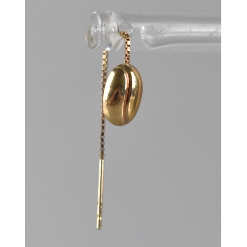 95 - A Pair of 9ct Gold Threader Earrings, Coffee Bean Drops on Fine Box Link Chain, 43mm Total Length, 0... 