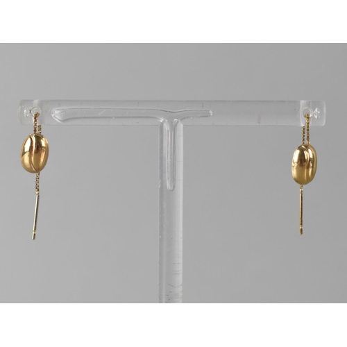 95 - A Pair of 9ct Gold Threader Earrings, Coffee Bean Drops on Fine Box Link Chain, 43mm Total Length, 0... 