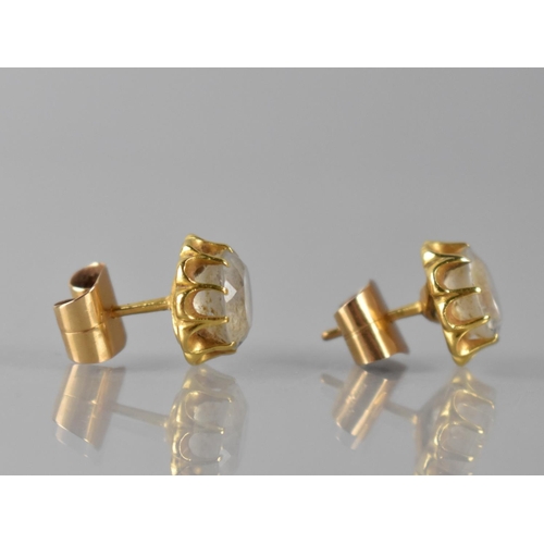 96 - A Pair of Round Cut White Sapphire and Gold Metal Earrings, Round Cut Stones Measuring 9mm Diameter ... 