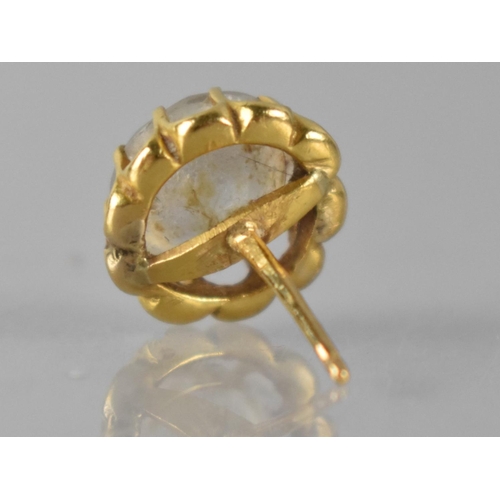 96 - A Pair of Round Cut White Sapphire and Gold Metal Earrings, Round Cut Stones Measuring 9mm Diameter ... 