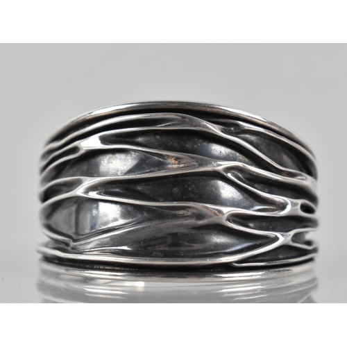 146 - Tianguis Jackson: A Scottish Silver Cuff, Tapering Organic Folded Patinated Silver Design, 36mm Diam... 