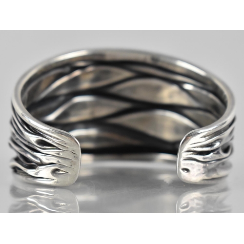 146 - Tianguis Jackson: A Scottish Silver Cuff, Tapering Organic Folded Patinated Silver Design, 36mm Diam... 