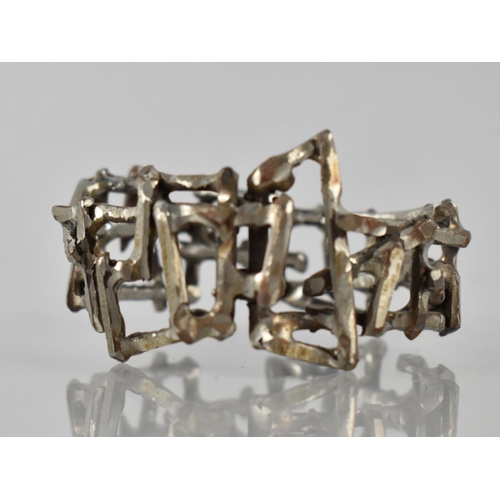 184 - An Unusual Brutalist, Cut Steel, Hinged Bangle Formed From Steel Rods, Somewhat Rusted in Places, Un... 