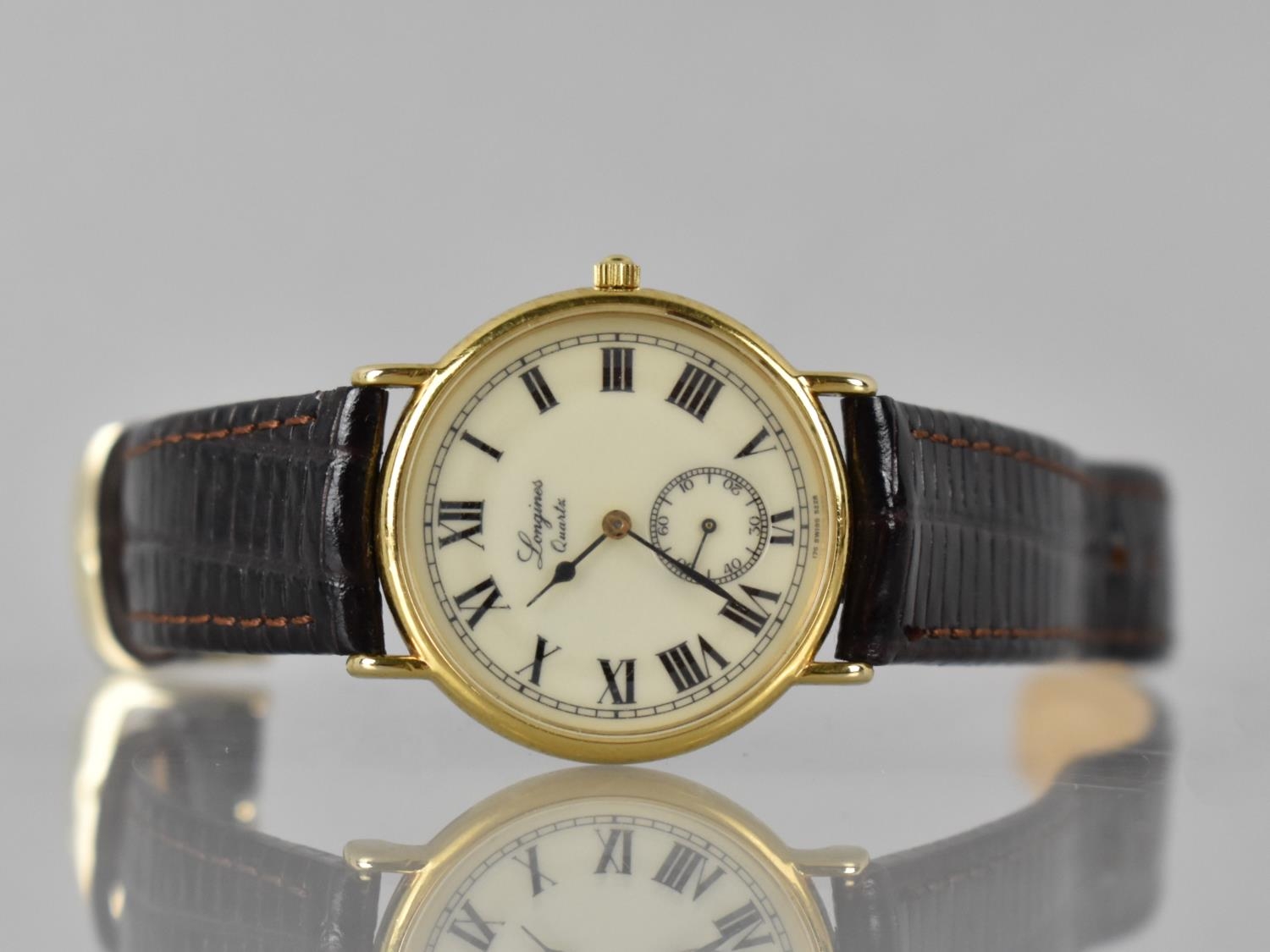 A Gents Longines Wrist Watch The Charleston Cream Enameled Dial