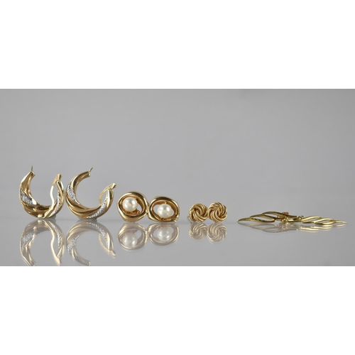 99 - A Collection of 9ct Gold Earrings, All with Damage, 3.1gms