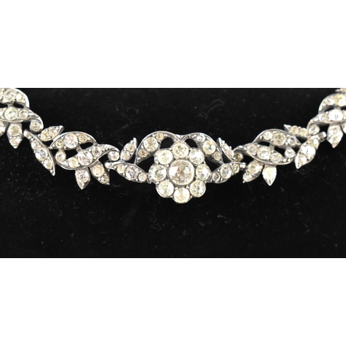 17 - A Very Nice Quality Victorian Paste and White Metal Necklace, Floral Design, Closed Back and Mounted... 