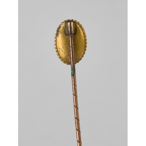 103 - A Yellow Metal Stick Pin, Mounted with Old Round Cut Sapphire, 1.6mm Diameter, Milgrain Set with Fou... 