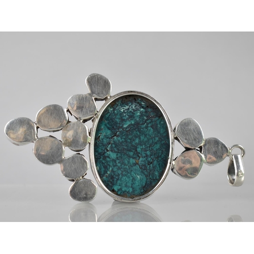 153 - A Large Silver Mounted Multi-Stone Turquoise Pendant, Possibly Native American, Comprising Large Ova... 