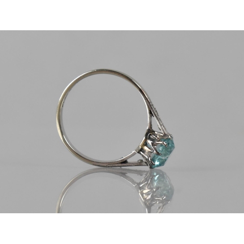 32 - An Early/Mid 20th Century Blue Zircon and White Stone Mounted 9ct Gold and Platinum Ring, Central Ro... 