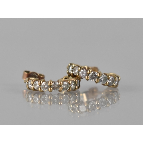 33 - A Pair of Diamond and 9ct Gold Hooped Earrings, Eleven Round Brilliant Cut Diamonds Each Measuring A... 