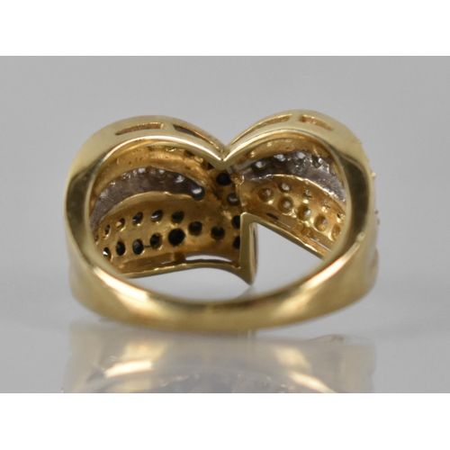 105 - A 9ct Gold and Diamond Multistone Dress Ring, Champagne and White Diamonds with Black Moissanites, M... 