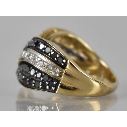 105 - A 9ct Gold and Diamond Multistone Dress Ring, Champagne and White Diamonds with Black Moissanites, M... 
