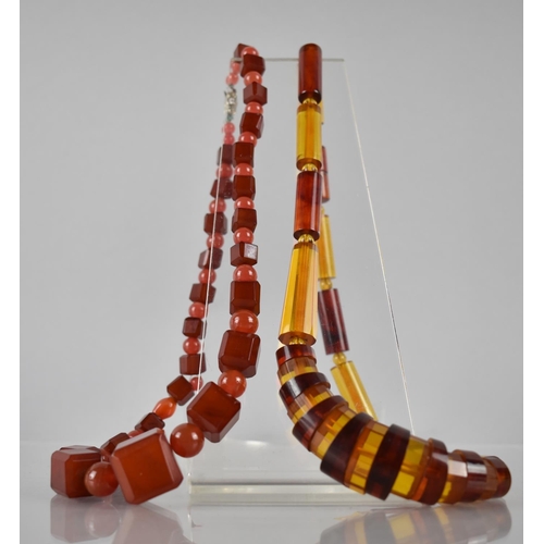 235 - Two Vintage Bakelite Necklaces Comprising Faceted and Plain Conical Beads and Slices, 45cm Long, Scr... 