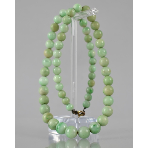 220 - A String of Graduated Jade Beads, Largest Spherical Bead Measuring 9.5mm Diameter, Varying Shades on... 