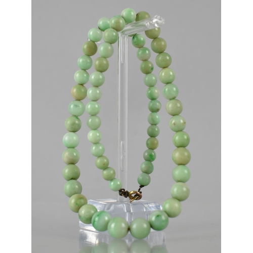 220 - A String of Graduated Jade Beads, Largest Spherical Bead Measuring 9.5mm Diameter, Varying Shades on... 