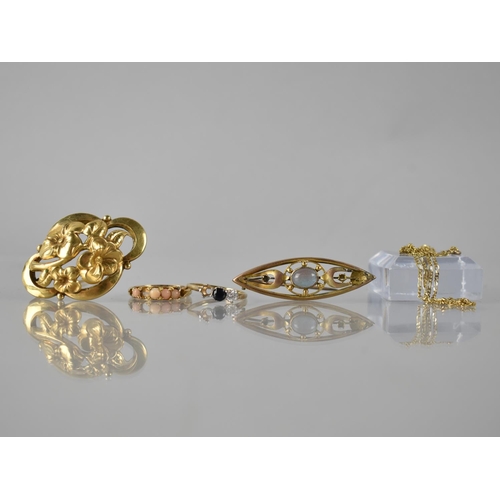 109 - A Collection of Gold and Gold Coloured Metal Items to include a 9ct Gold Mounted Saphiret Mounted Lo... 