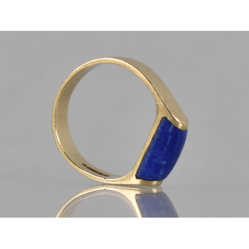 39 - A 9ct Gold and Lapis Lazuli Ring having Domed Rectangular Lapis Panel Measuring 8mm Wide at Top Poin... 