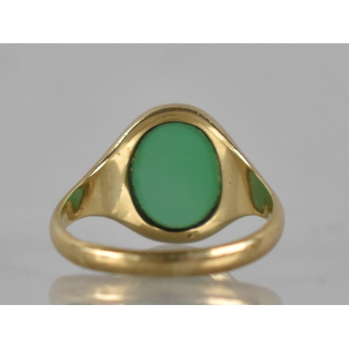 41 - A Victorian 9ct Gold and Green Chrysoprase Signet Ring, Oval Signet Panel Measuring 10mm by 12mm, Co... 
