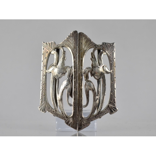 141 - An Early 20th Century Silver Pieced Belt Buckle, Irises, Engraved Decoration, Birmingham 1910 with M... 