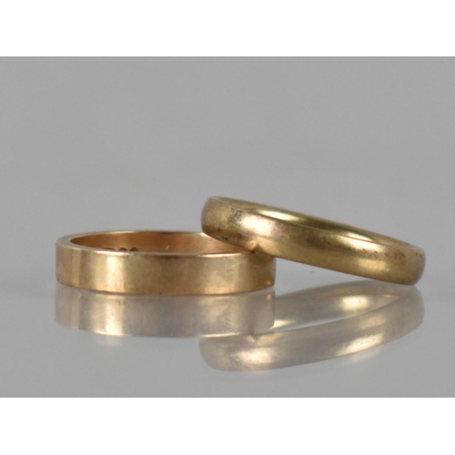 110 - Two 9ct Gold Wedding Bands, 5.8gms, Both Size L, Court Shaped London 1965 and Flat Band Stamped for ... 