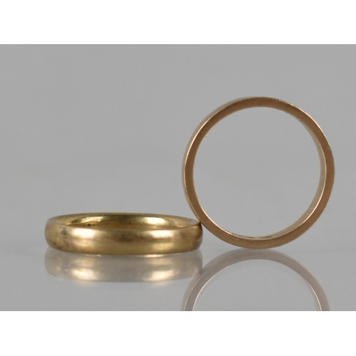110 - Two 9ct Gold Wedding Bands, 5.8gms, Both Size L, Court Shaped London 1965 and Flat Band Stamped for ... 