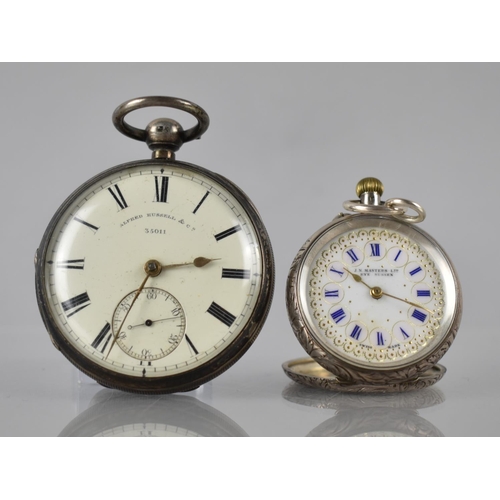 130 - A Victorian Gents Silver Cased Pocket Watch by Alfred Russell White Enamelled Dial with Roman Numera... 