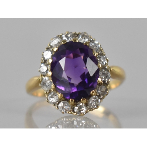 3 - An Amethyst and Diamond Ladies Cocktail Ring, Large Oval Cut Amethyst Stone Measuring Approx 12mm by... 
