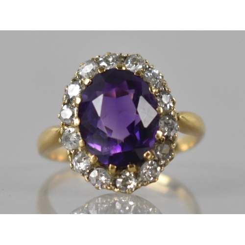 3 - An Amethyst and Diamond Ladies Cocktail Ring, Large Oval Cut Amethyst Stone Measuring Approx 12mm by... 