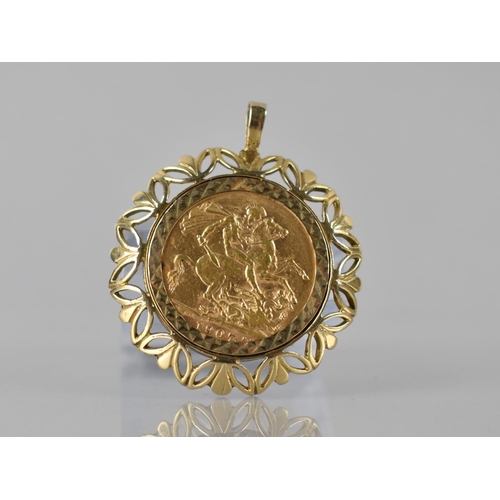 48 - An Edward VII Sovereign, Dated 1907, Mounted in a Pierced 9ct Gold Framed Pendant Marked for S&K, 12... 
