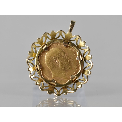 48 - An Edward VII Sovereign, Dated 1907, Mounted in a Pierced 9ct Gold Framed Pendant Marked for S&K, 12... 