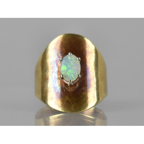 54 - A 14ct Gold and Opal Ring, Cabochon Opal 7.5mm by 5mm Approx, Set in Six White Metal Claws and Raise... 