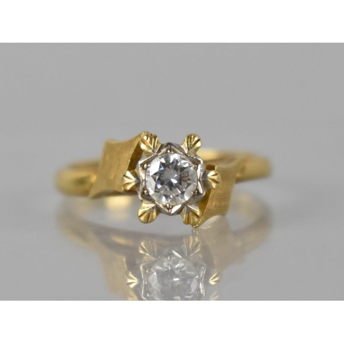 56 - An 18ct Gold and Diamond Solitaire Ring, Fancy Star Shaped Illusion Set Round Cut Diamond Measuring ... 