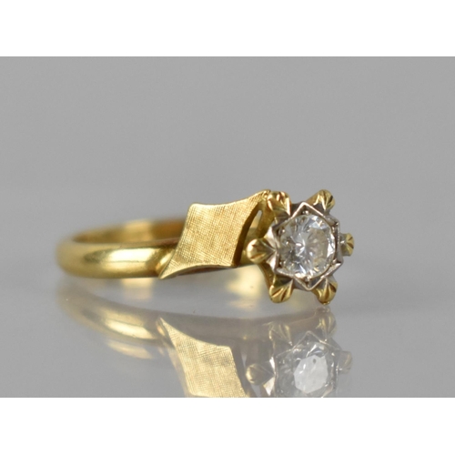 56 - An 18ct Gold and Diamond Solitaire Ring, Fancy Star Shaped Illusion Set Round Cut Diamond Measuring ... 
