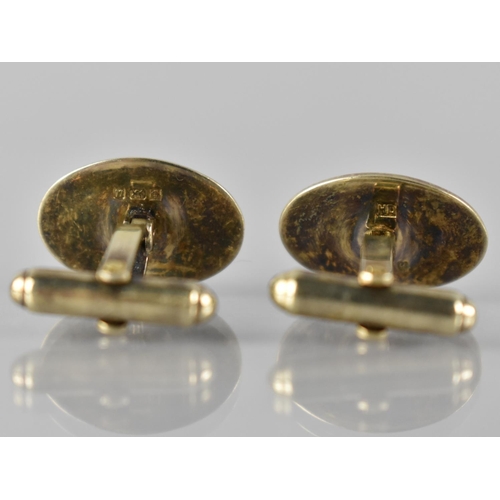 198 - A Pair of Silver and Enamelled Cufflinks, Plaque Decorated with Indian Elephant on Green Ground, Bir... 