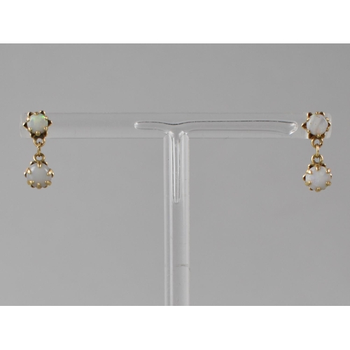 57 - A Two Pairs of Opal Earrings, Both Mounted in Unmarked Gold Coloured Metal, Cluster Example with Hea... 